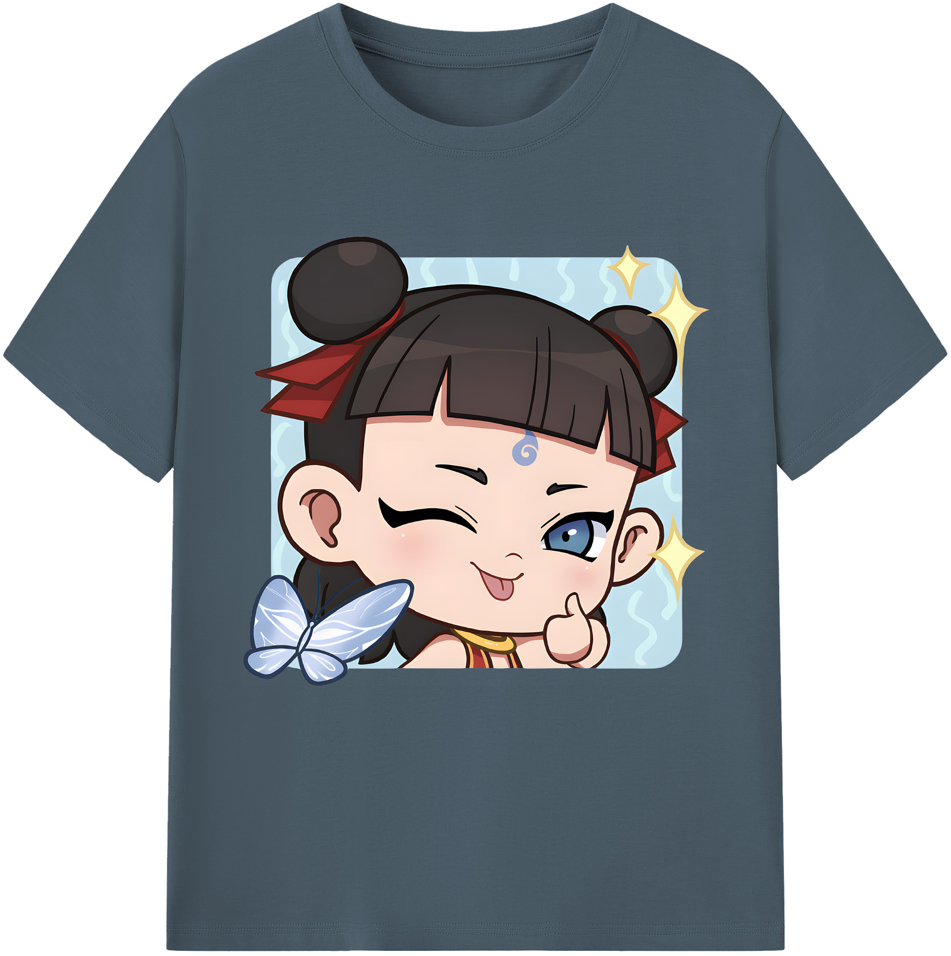 （画像用） Ne Zha 2 ナタ 魔童の大暴れ 綿100％半袖Tシャツ（フロントプリント）
